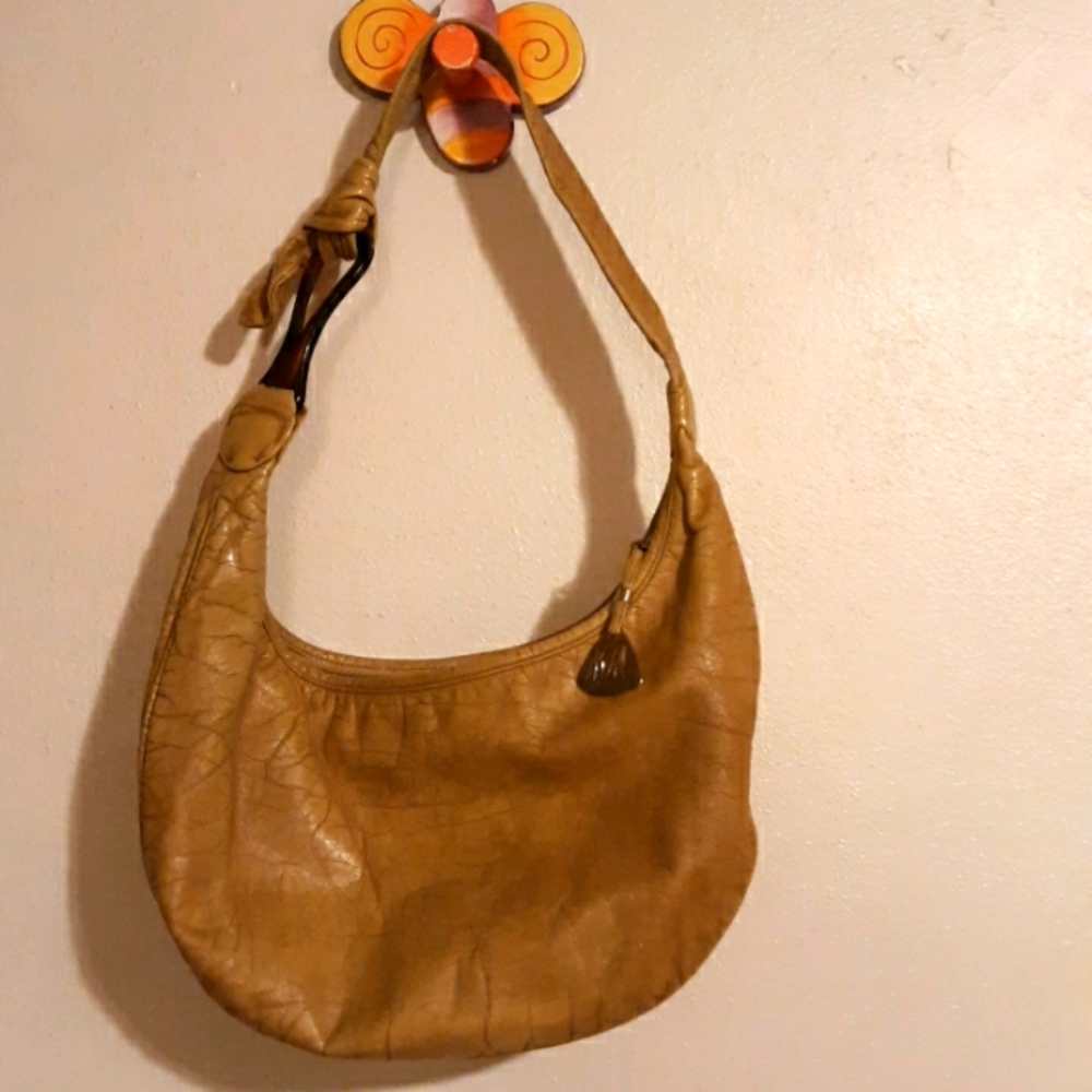 Vintage Morris Moskowitz genuine leather tan shoulder hand bag